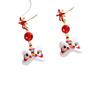Silver Needle Dripping Oil Glass Lion Dance Earrings – Light Luxury, High-End Feel, Chinese New Year Festive Style Studs.
