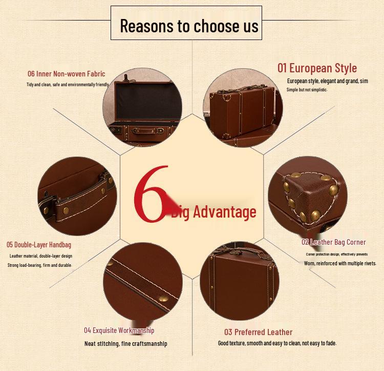 European Antique-Style Suitcase Set: Three-Piece Ornament Display & Storage Box for Home or Photography Props