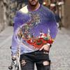 Футболка мужская с длинным рукавом с рисунком Санта-Клауса, с 3D-принтом, весенне-осенняя, повседневная, с длинным рукавом, свободного кроя, дышащая