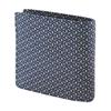 [Inden-ya] Inden Bifold Wallet with Small Bill Compartment and Box-Shaped Coin Purse, Deerskin Leather, Navy Blue with White Lacquer, Gourd Pattern,