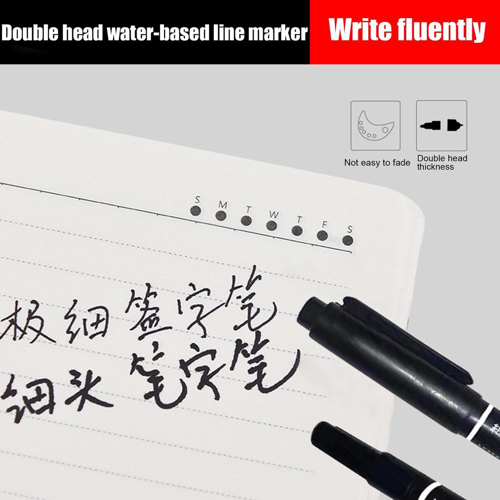 Black Marker Pen Dual Thick And Thin Nib Waterproof Pen Sketchbook Painting Ma Paint C2x7 Suppl V2H5