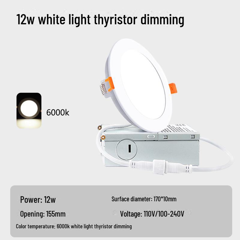 Round 110V Ultra-Thin Embedded Ceiling Panel Light, 1CM Depth