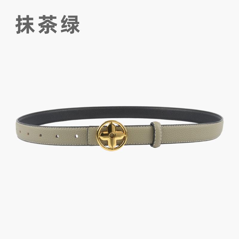 Lychee Pattern Can Be Used On Both Sides, First Layer Cowhide Leather Women'S Belt, Simple Belt With Jeans Casual Pants