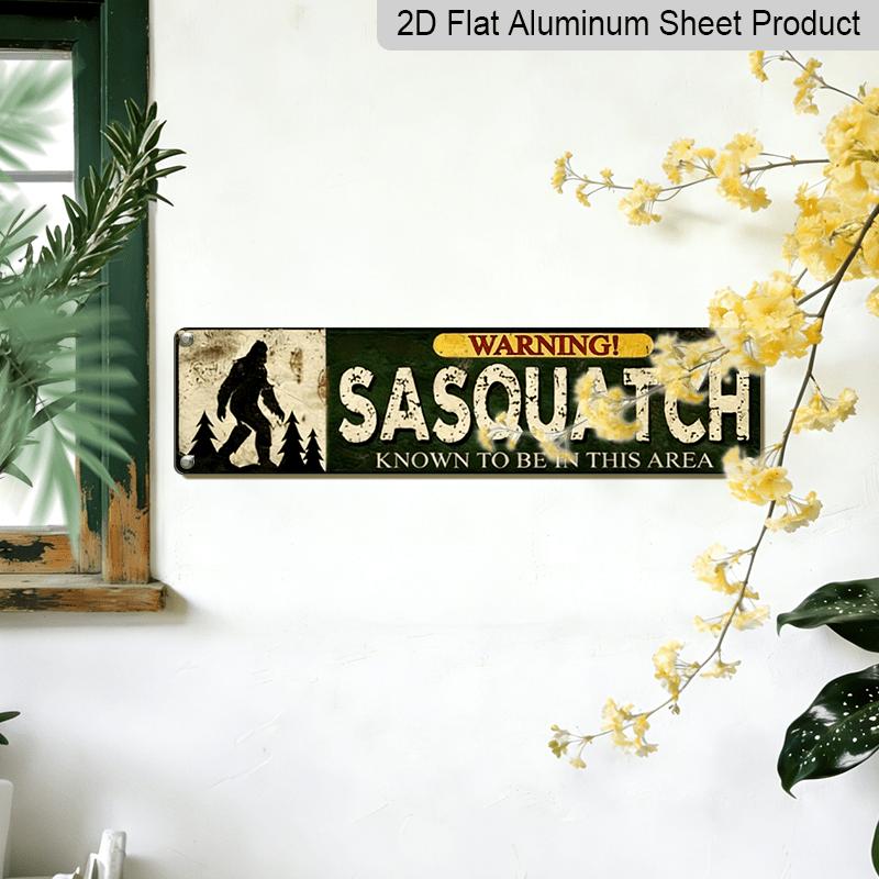 2D Flat, 1pc-Compatible for Sasquatch Wall Sign - 15.7×3.94inch Vintage Metal Rustic Decor with Forest & Design, Durable Outdoor/ Decoration for