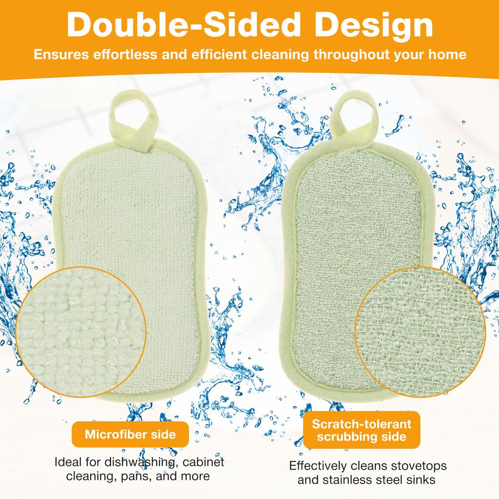 30Pcs Double Side Dishwashing Sponge Kitchen Dish Washing Brush Fiber Cleaning Cloths Reusable Absorbent Scouring Pad