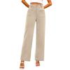 Women's Casual Wide-leg Stretch High-waisted Button-down Wide-leg Pants Working Straight-leg Pants With Pocket Pants
