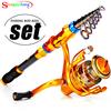 Carbon 1.8-3.6M Telescopic Fishing Rod with Spinning Reel Fishing Rods and Reels Set