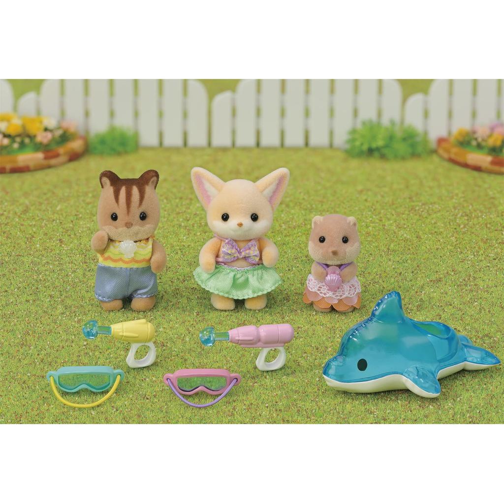 EPOCH Sylvanian Families Nursery Set Babies Set Water ST Mark Certified Toy Dollhouse for Ages 3 and Up [Friendly - Play] S-75