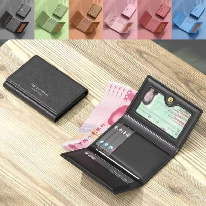 Fashion Men Card Wallets Large Capacity Solid Color Card Holder Multi-card Multifunctional Popup Card Bag Women