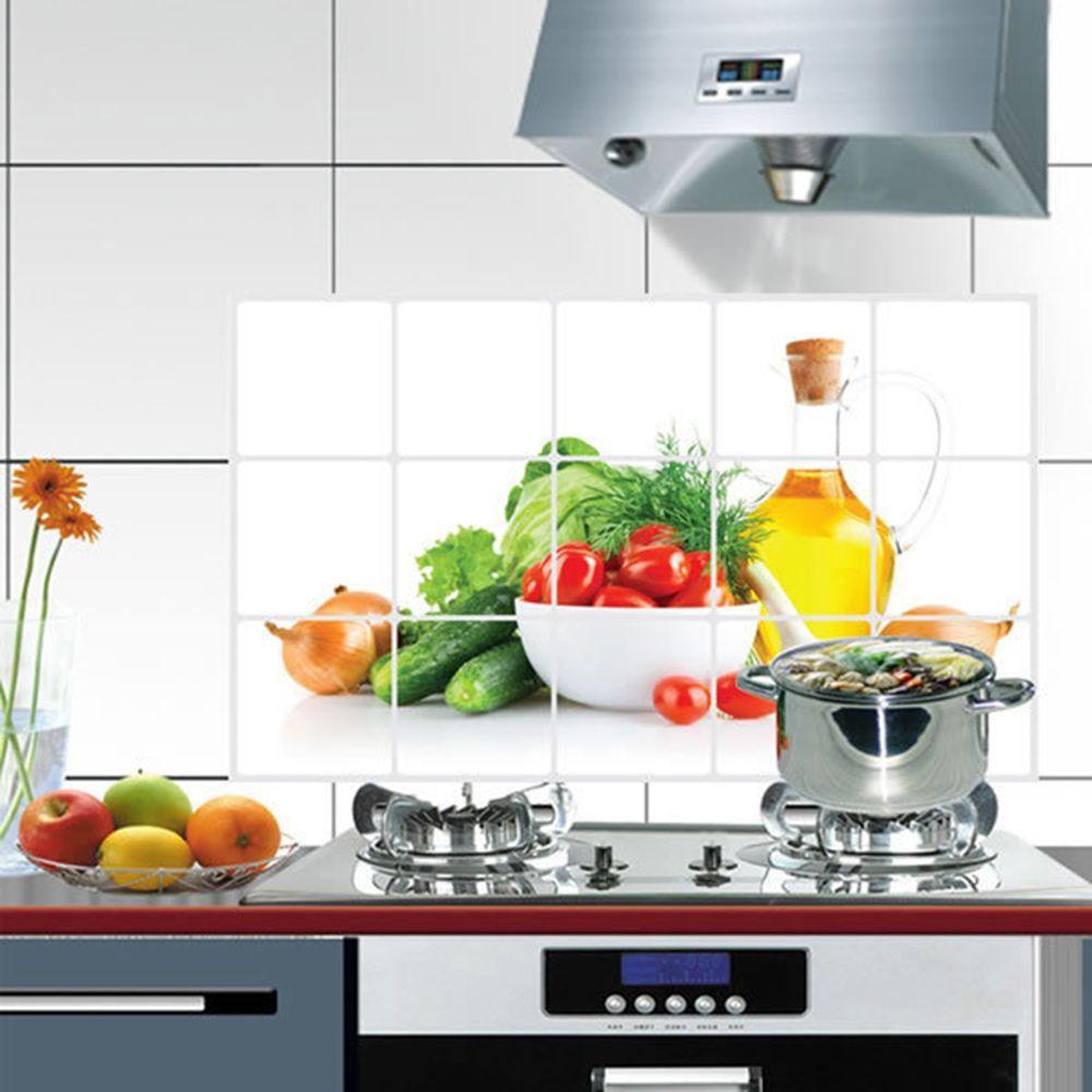 Наклейка Водонепроницаемая антимасляная пятно на кухонную плитку Наклейки на кухонную плитку Украшения для кухни Овощи Lecythus