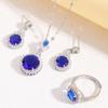 Wind Sapphire Necklace Women'S Design Flower Earrings Ring Jewelry Collarbone Chain