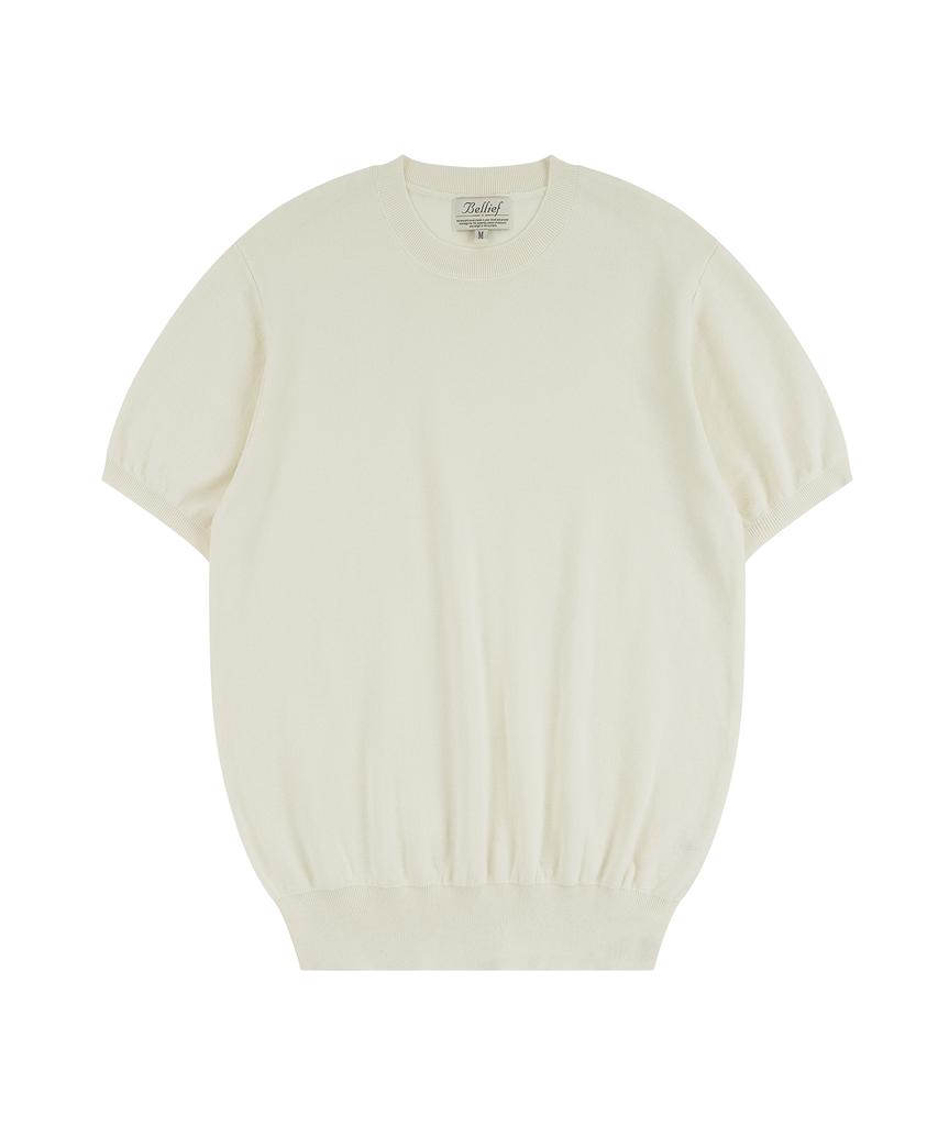 BELLIEF Essential Hard Twist Cotton Short Sleeve Knit (Ivory)