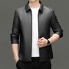Осенне-зимняя модная кожаная куртка с лацканами, повседневная деловая куртка, модная мужская кожаная куртка, однотонная кожаная куртка для мужчин