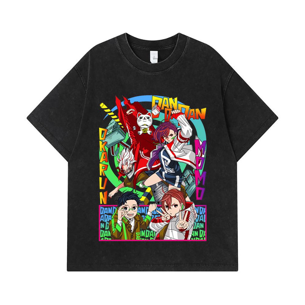 275 GSM Washed T-shirts 100% Cotton DanDaDan V8 Print Unisex Heavy Cotton T Shirt