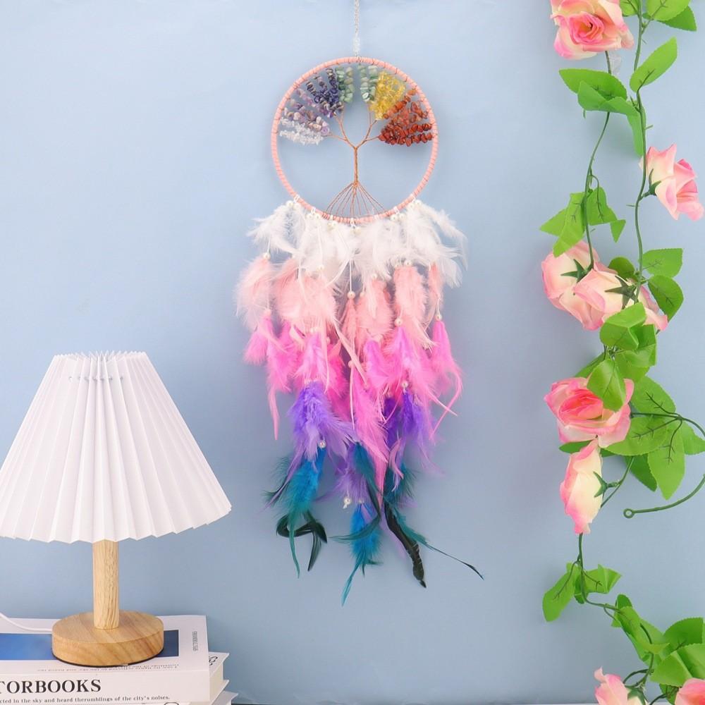 Handmade Natural Crystal Suncatcher Tumbled Stones Moonstone Pendant Butterfly Wind Chime Home & Garden Decoration