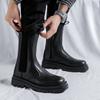 Модные мужские роскошные модные высокие сапоги с дышащей подошвой черные трендовые оригинальные кожаные туфли на платформе мотоциклетные ботинки красивые длинные челси botas