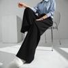 Черные свободные брюки с высокой посадкой и широкими штанинами, осенние новые брюки, женские летние брюки для офиса, драпированные костюмные брюки