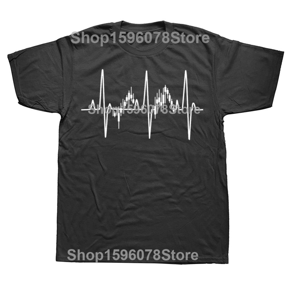Смешные Футболки TRADING IS MY CARDIO Хлопок Короткий Рукав Подарки на День Рождения Мужская Одежда Мода Повседневная Свободная Оверсайз Футболка