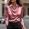 2025 Temperament Printed Simple Swing Collar Shirt Collar Women’s Top