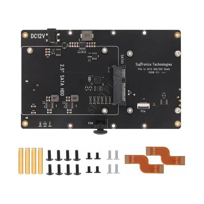 X1008 PCIe плата расширения для 2,5"/3,5" SATA HDD/SSD с двумя отсеками для Raspberry Pi 5