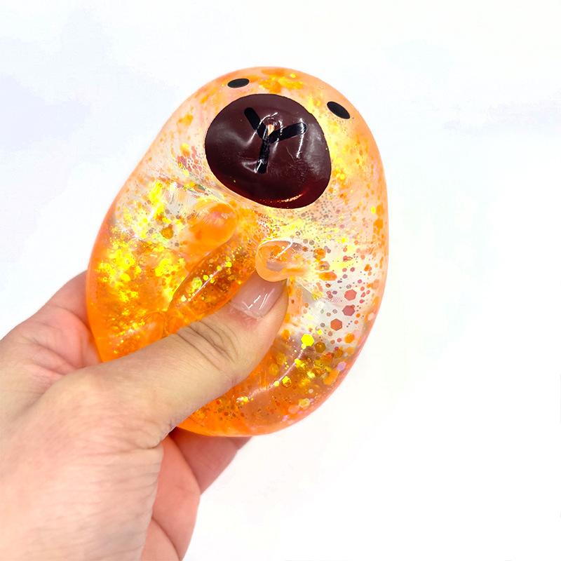 Блестящая Капибара Сквиши Игрушка-Антистресс Мягкий Мальтозный Шарик для Сжатия Сенсорная Игрушка для Домашнего Декора Офиса Снятие Тревоги Подарок для СДВГ