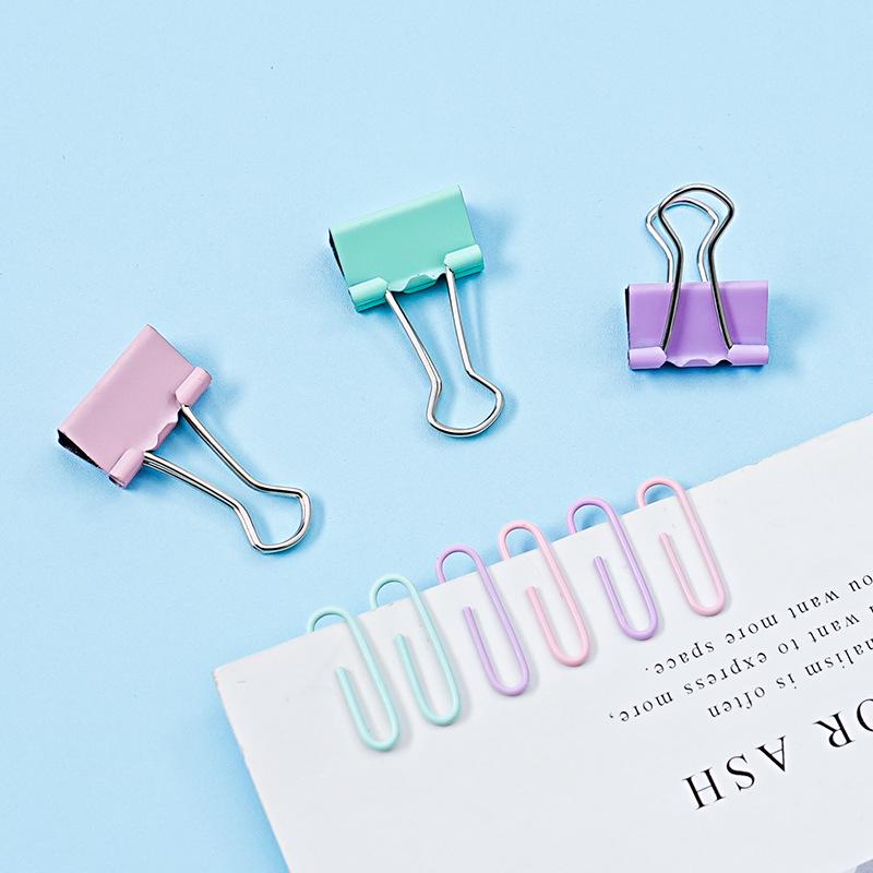 Набор скрепок для бумаги «Макарон», набор для ногтей «Глобус», цветные зажимы для переплета, офисный набор