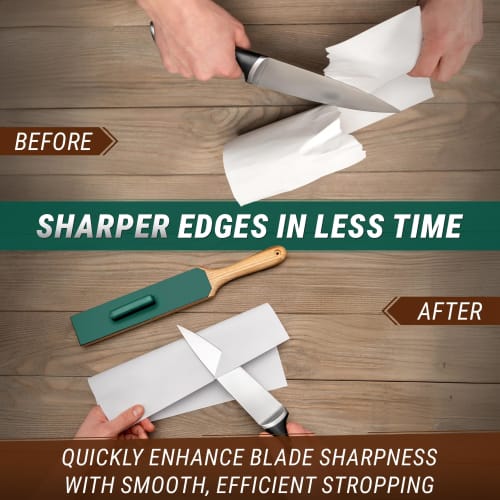 BeaverCraft LS6P1 Leather Strop Kit with Sharpening Abrasives, Knife Stropping Block, 35.5 Cm, Knife Sharpener, Leather Strop for Knife Stropping Kit