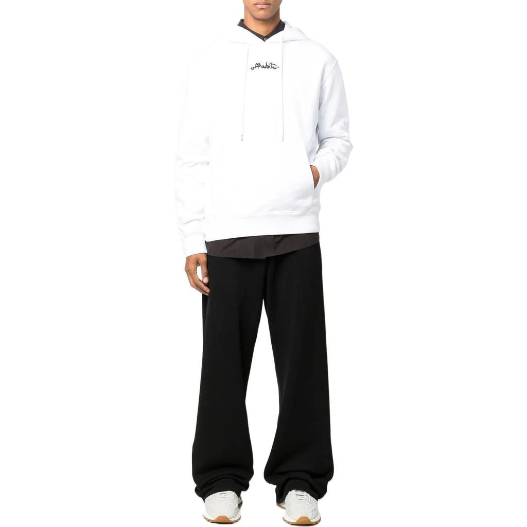 Off-White SS22 Вышитый логотип Толстовка Мужская Топы Белый OMBB097F22FLE0050110