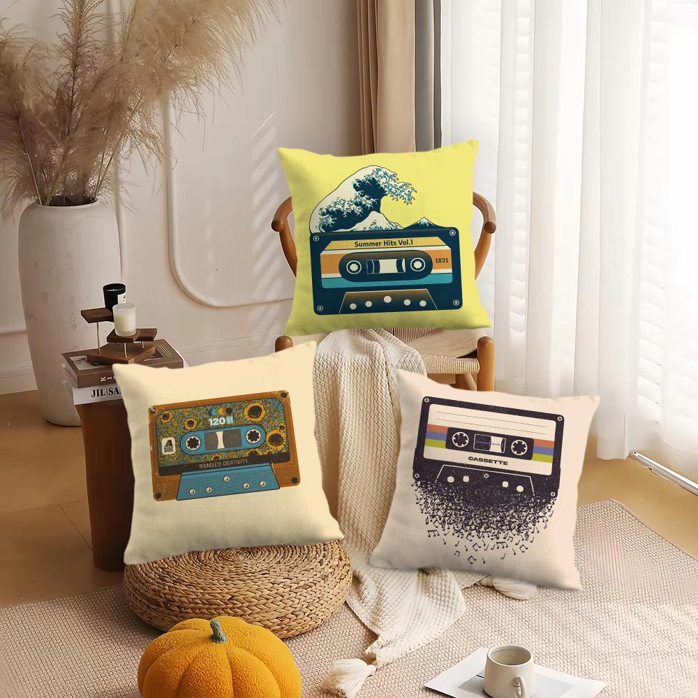 Retro Cassette Tape Cushion Cover Soft Plush Throw Pillow Cover DoubleSided Decorative Cushion Case Sofa Bedroom Home Decor