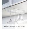 Yamazaki Tower Under-Cabinet Wine Glass Hanger, White, Approx. W11 x D26 x H7cm, No Drilling or Screws Required, Kitchen Hanging Shelf, Model 2462
