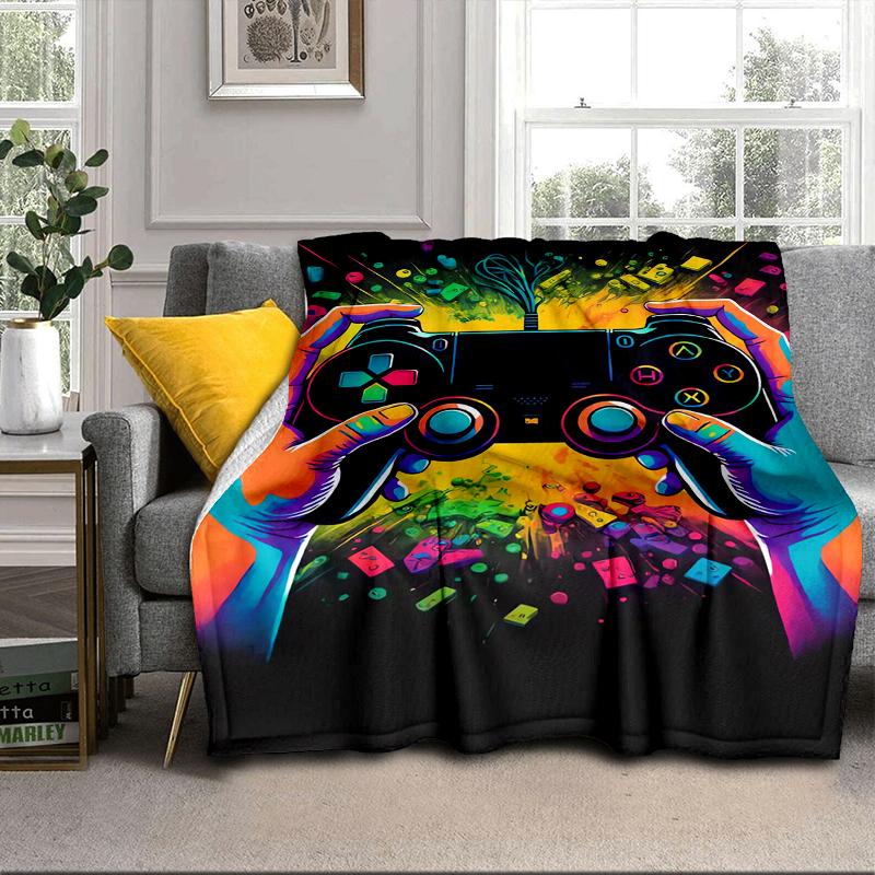 Colorful Gaming Adventure Blanket Flannel Blanket for bed, sofa, Camping, Hiking, Picnic Essentials, gift for family Fan gifts