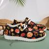 Fashion Colorful Pumpkin Print Casual Sneakers for Women Soft Bottom Lightweight Slip On Loafers Woman Comfortable Non Slip Flat Shoes