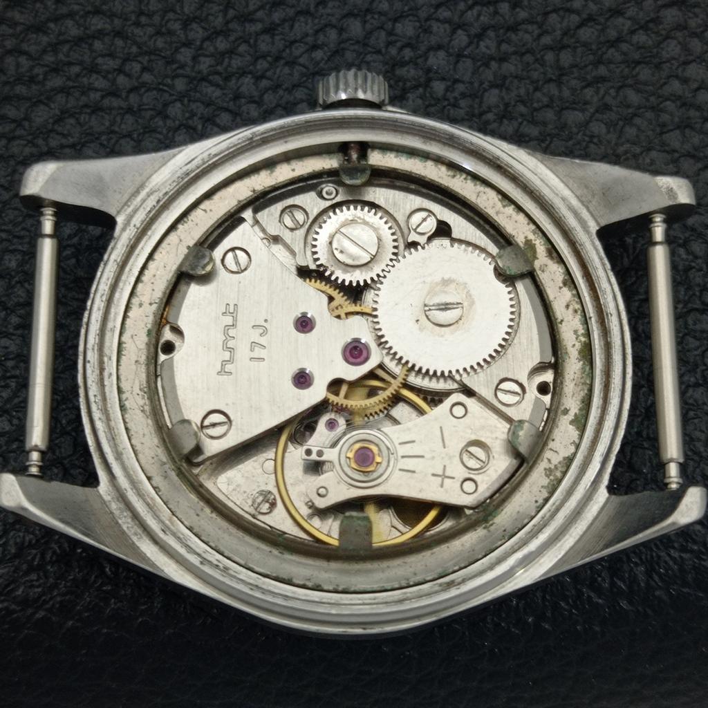 HAND-WINDING VINTAGE HMT JANATA INDIAN MENS GREEN COLOR DIAL WATCH A700090-5 R201-a700090