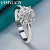 URMYLADY 925 Sterling Silver Flower Zircon 7-10# Ring For Women Fashion Wedding Party Charm Jewelry