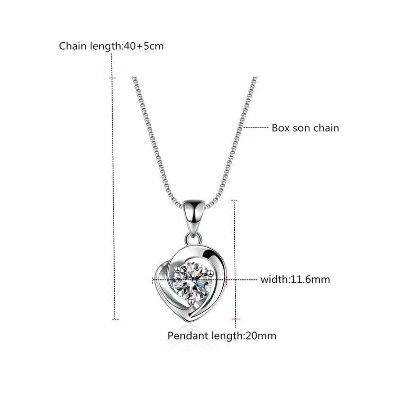 Genuine D Color VVS Moissanite Diamond Heart Necklace For Women Wedding Jewelry S925 Sterling Silver Pendant Gift for Gift