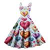 Women's Valentine's Day Love Heart Print Sexy Off Shoulder Vintage Dress