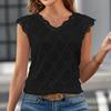 Летняя женская кружевная сращивающаяся модная тонкая футболка-пуловер с V-образным вырезом