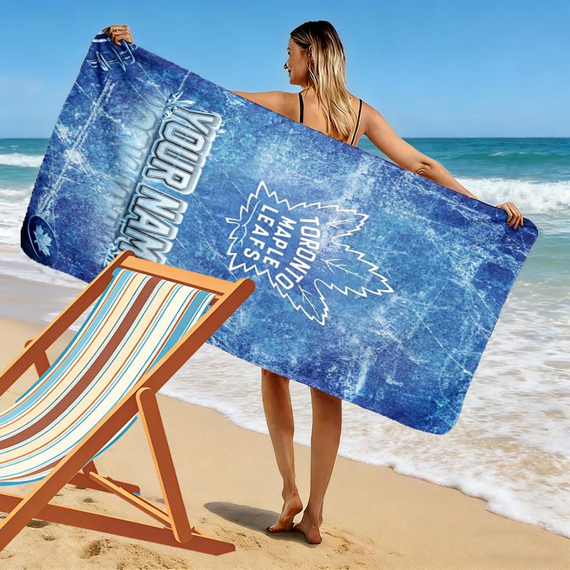 Name Custom Toronto Maple Leafs Logo Print Beach Towel, Large Soft Quick Dry Towel for Beach Camping Swimming