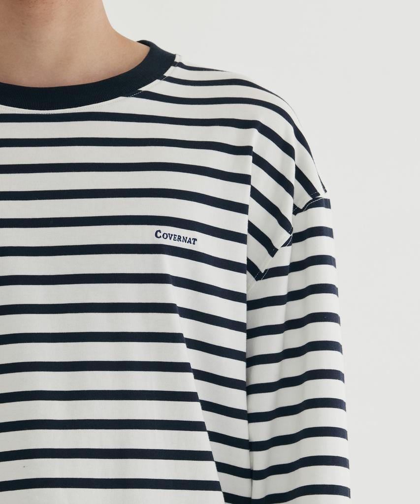 COVERNAT Striped Long Sleeve Dusty Blue