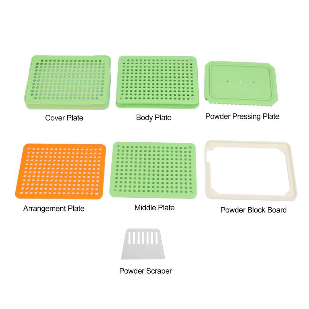 Пластина для заполнения капсул № 0 с 200 отверстиями, полуавтоматический наполнитель пустых капсул, зеленый