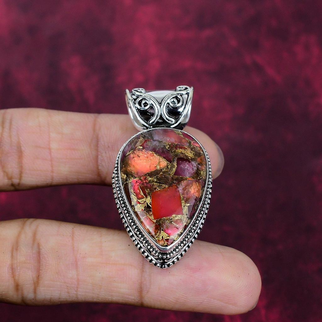 Copper Spiny Oyster Handmade Gemstone Pendant, 925 Solid Sterling Silver Pendant Beautiful Jewelry, For Engagement Gift