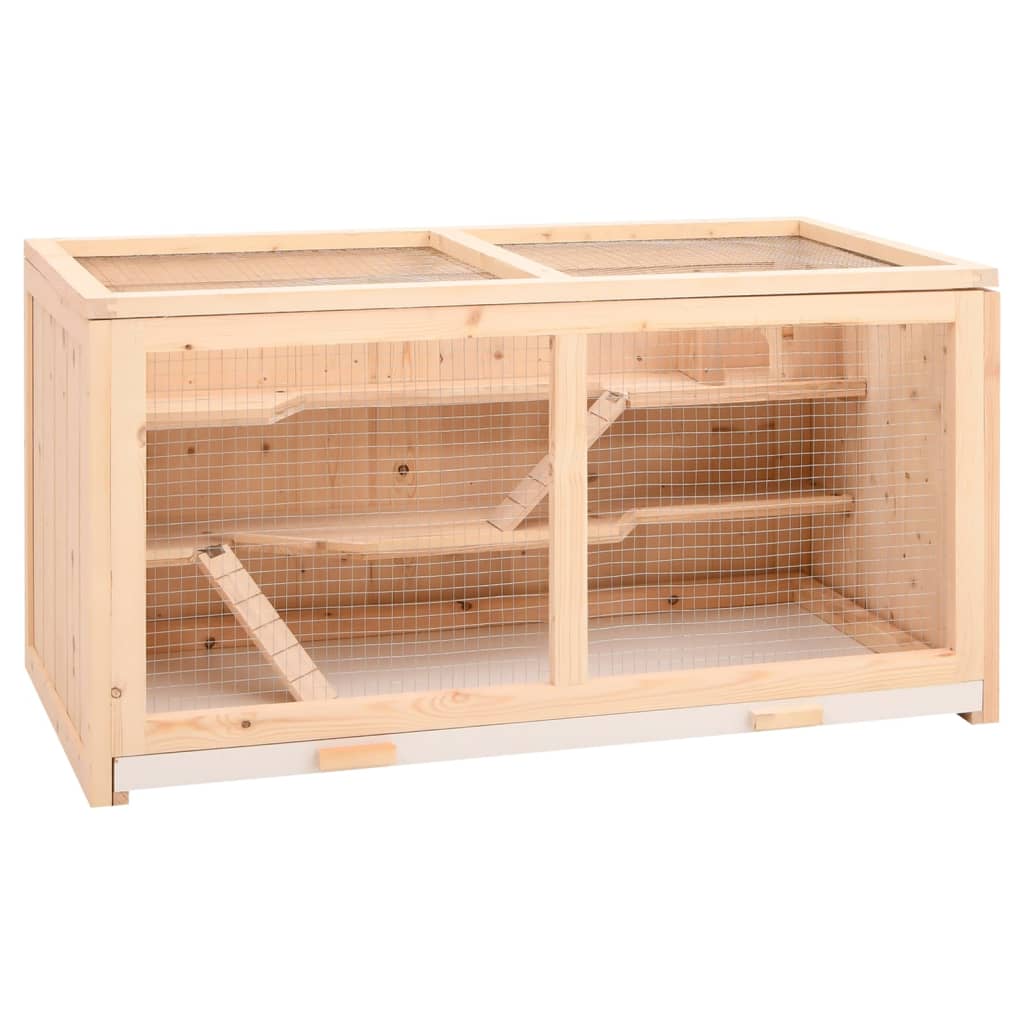 Hamster Cage 89.5 x 45 x 45 cm Solid Pine Wood