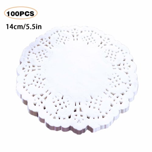 YUHAI Lace Paper, 100 Sheets, Round Coasters, Doilies, Candy, Cake, Wrapping Paper, Oil-Absorbent Paper, Greaseproof Paper, Lace Paper, Round Coasters