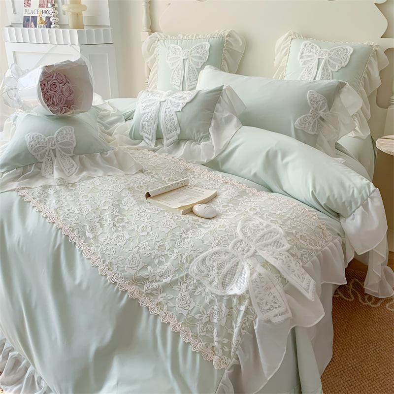 Комплект постельного белья из хлопка с кружевом Princess Wind Butterfly Lace Large Lace, двуспальный, из четырех предметов