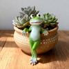 Planter Pot Frog Statue Cartoon Frog Figurine Resin Animal Sculpture Outdoor Garden Flower Pot Hugger Ornament Decoration