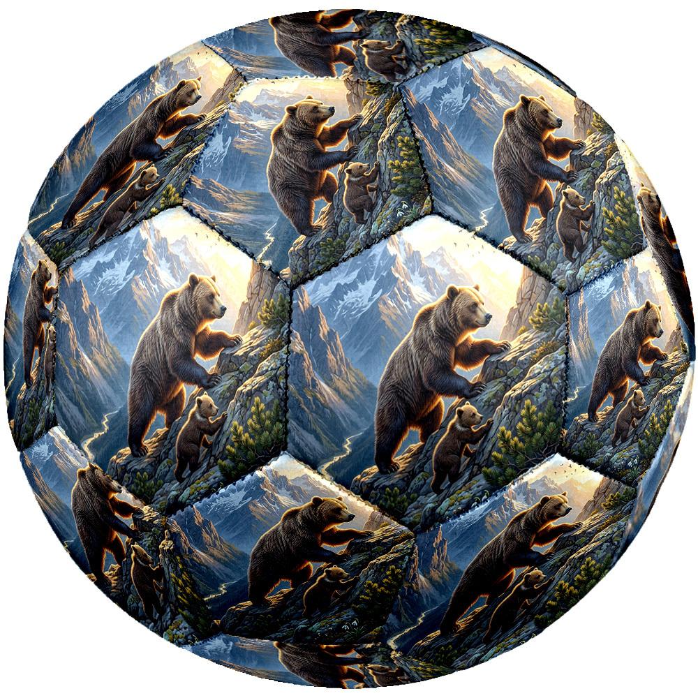 1pc Mountain Bears Journey Theme Soccer Ball Football, Size 5, Lightweight PVC, Durable Outdoor Training Soccer Ball, Gift m61445