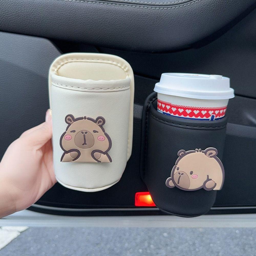 PU Leather Car Beverage Rack Panda Cup Stand Portable Car Cup Holder Car Interior Accessories