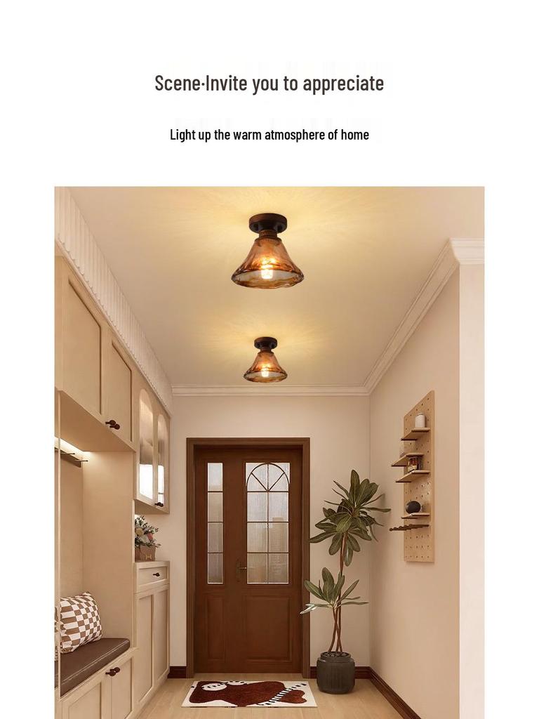 Vintage Chinese Corridor Light: Elegant Glass Ceiling Fixture for Entryway, Balcony, or Closet