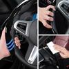 Car Steering Wheel Cover Set Bright Carbon Fiber Wrap Non-Slip 3Pcs Steering Wheel Accessories 14.5-15 Inch Universal (Black)