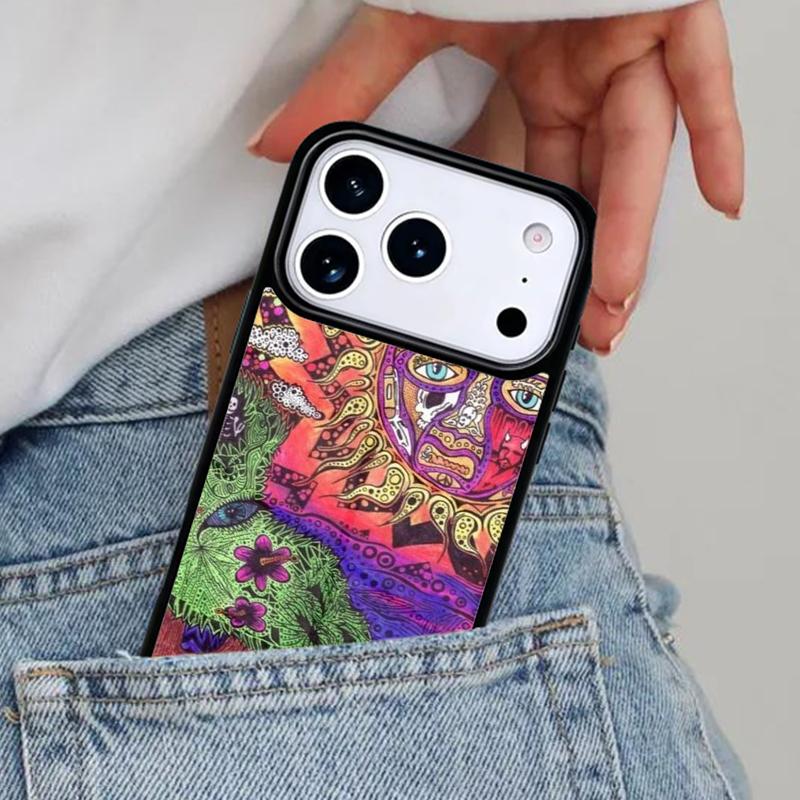 Хиппи Хиппи Психоделическое Искусство Чехол для Телефона для iPhone 16e 15 14 13 12 17 Pro Max Plus Air 17pro Чехол Coque